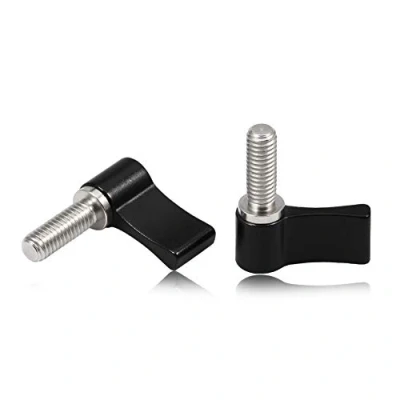 Image de SPEEDWOX Sourcingmap Lot de 2 vis à filetage mâle réglable M6 17 mm avec bouton rotatif en alliage d&#039;aluminium Noir