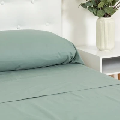 Image de TRAMAS+ Drap carré et Demi 140x200, 100% Coton, Linge de lit, 2 taies d&#039;oreiller, Standard 100 by Oeko TEX Green