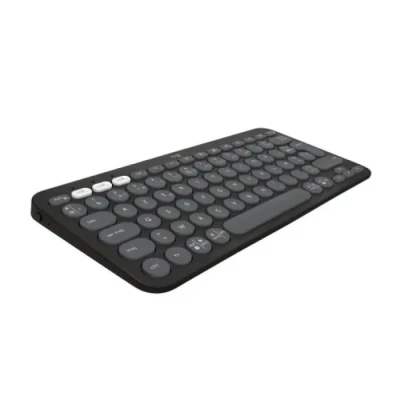 Image de Logitech Pebble Keys 2 K380s clavier sans fil Bluetooth multidispositif, raccourcis personnalisables, fin et portable, Easy Switch pour Windows, macOS, iPadOS, Android, ChromeOS, FR AZERTY, Graphite