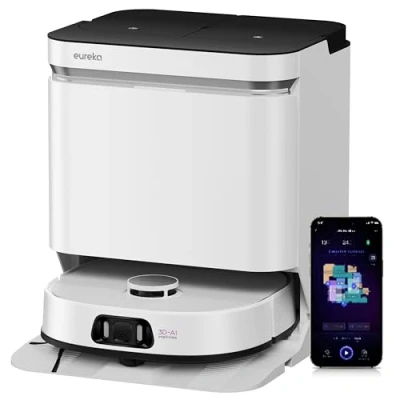 Image de EUREKA J15 Pro Ultra Aspirateur Robot,Robot Laveur 16200 Pa,Nettoyage des Bords,Brosse Anti Enchevêtrement,Lavage de Serpillière à l&#039;eau Chaude 75℃,Base autonettoyante