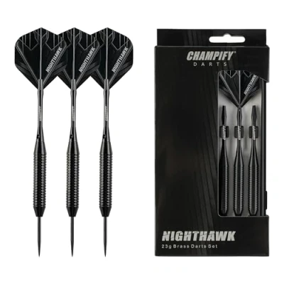 Image de Champify * Nouveau jeu de Fléchettes en laiton 23 g « Nighthawk » avec pointe acier 3 6 tiges et ailettes autres accessoires pointes idéales pour