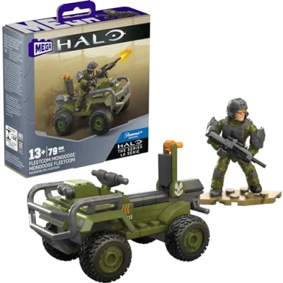 Image de MEGA FLEETCOM Ensemble de jouets construction Halo Mongoose ATV avec 79 pièces, 2 micro figurines articulées et accessoires