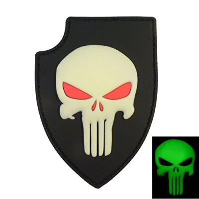 Image de GITD PVC 3D Rubber Punisher Skull USA Sealteam DEVGRU Glow Dark Hook Patch