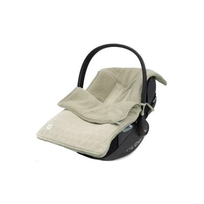 Image de Jollein Chancelière Grain Knit Olive Green Pour porte bébé, siège auto groupe 0+ et poussette ceinture 3 5 points