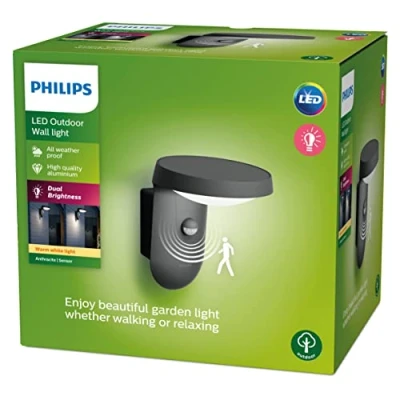 Image de Philips applique murale extérieure infrarouge Tyla, 9W, 2700K, anthracite