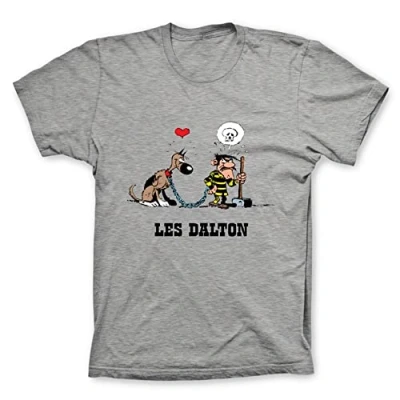 Image de T Shirt 100% Coton Lucky Luke, Joe Dalton et Rantanplan (Gris) L