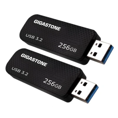 Image de Gigastone Z30 Clé USB 3.2 Gen 1 256 Go, Lot de 2 avec Performance Fiable, Rétractable sans Capuchon Conception, Compatible Interface 2.0 / 3.0 3.1