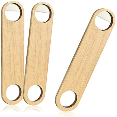 Image de com four® décapsuleur 3X en Acier Inoxydable avec Manche Bois Naturel au Design Simple (3 pièces Appartement Petit)