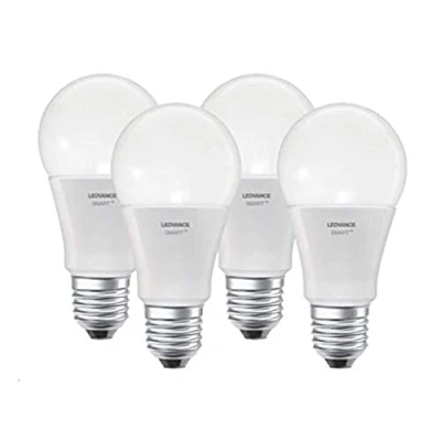 Image de LEDVANCE Lampe SMART LED avec Bluetooth, E27, dimmable, blanc chaud (2700K), remplace les ampoules par 60W, contrôlable Alexa, Google et Apple Voice Control, + BT CLA DIM, pack de 4