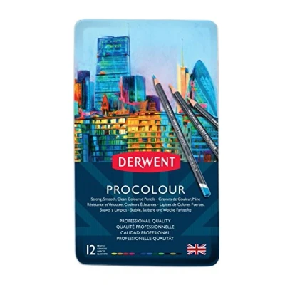 Image de Derwent Procolour Set de 12 Crayons Couleur, Mines Rondes Solides 4 mm, Texture Lisse, pour Dessin &amp; Coloriage, Qualité Professionnelle (2302505)