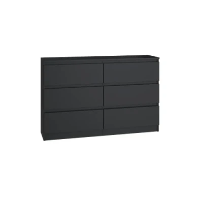Image de CDF Commode Malwa M6 120 Couleur : Noir Armoire pour Documents, Petits Objets Idéal Le Salon, la Chambre à Coucher, d&#039;enfant, 6 tiroirs spacieux