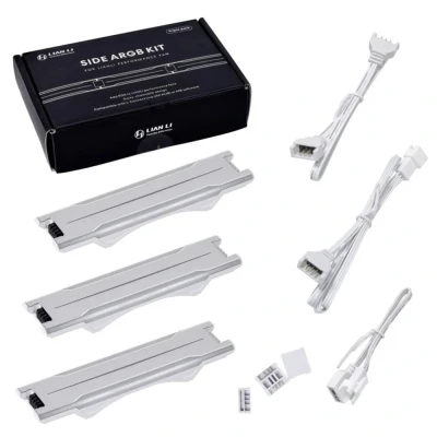 Image de LIAN LI UNI Fan P28 Lot de 3 bandes RVB diffusées sur le côté optionnel, cadre couleur blanche (compatible avec P28120 1W, 3W, GA2P36W) P28ARGB W