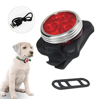 Image de MZFANG Collier Chien Lumineux LED Pendentif Lampe Clignotant Chiot Lumière Chat Light Sécurité étanches 4 Modes de clignotement USB Rechargeable Rouge