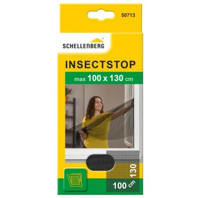 Image de Schellenberg 50713 Moustiquaire fenêtre recoupable aux dimensions souhaitées, avec ruban auto aggripant et cutter, 100 x 130 cm, Anthracite