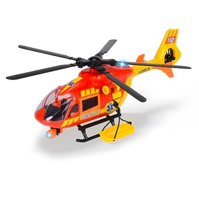 Image de Dickie Toys Hélicoptère de Sauvetage Airbus H145 (36 cm) avec hélice à remonter, lumière, Son et Accessoires Jouet pour Enfants partir 3 Ans