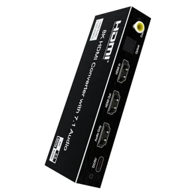 Image de PremiumCord Extracteur Audio HDMI HDR10, Sorties Jack Stéréo, SPDIF, RCA, HDMI, UHD 8K 4320p 60Hz, 4K 2160p 120Hz, Full HD 1080p, 40Gbps, Vrr, DTS, Dolby Atmos, Boîtier Métallique, Couleur Noir