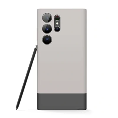 Image de elago Coque Glide Compatible avec Samsung Galaxy S23 Ultra Étui, Découpes Précise d&#039;Appareil Photo, Anti Choc, Technologies Hybrides PC + TPU, Couverture Complète (Stone/Gris Foncé)