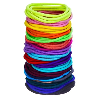 Image de 100 Count Élastiques Cheveux Pas de Métal Multicolore Elastics pour (5 x 0.3 cm)