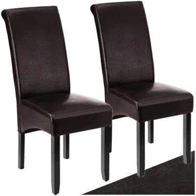Image de TecTake® Lot de 2 Chaises Salle à Manger Moderne Chaise Ergonomique Confortable Design en Cuir synthétique Meuble Salon avec Pieds Bois pour Manger, Salon, Coiffeuse, Chambre