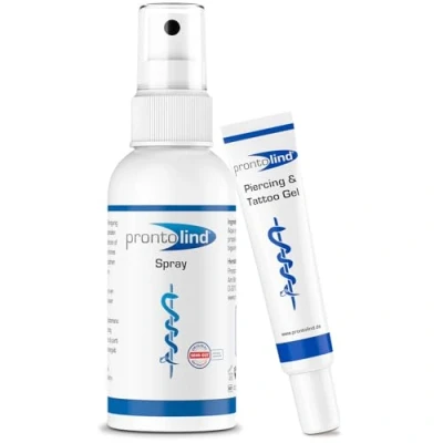 Image de Prontolind Kit d&#039;entretien Pour piercing composé d&#039;un spray 75 ml et gel de 10 nettoyer entretenir les piercings, tunnels, plugs modifications corporelles