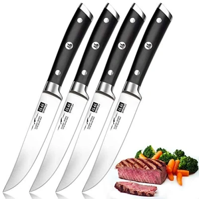 Image de SHAN ZU Couteaux à Steak, de Table 4 Pièces, Set a Steack Acier Inoxydable Allemand, Coffret Couverts Table, Manche Bois Ergonomique