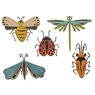 Image de Sizzix 665364 Matrice de decoupe Thinlits Insectes Funky par Tim Holtz, Plastique, Multicolore, taille unique