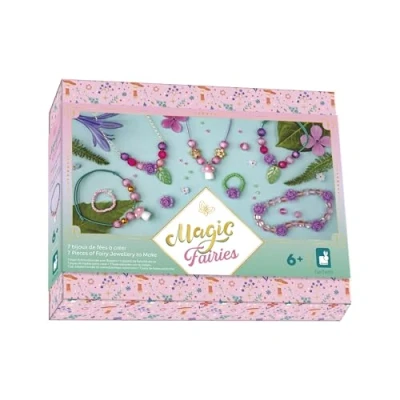 Image de Janod 7 Bijoux à Créer Thème Fées Les Ateliers Ecrin Inclus Kit Loisir Créatif Enfant Apprentissage Motricité Fine et Concentration Dès 6 Ans J09176