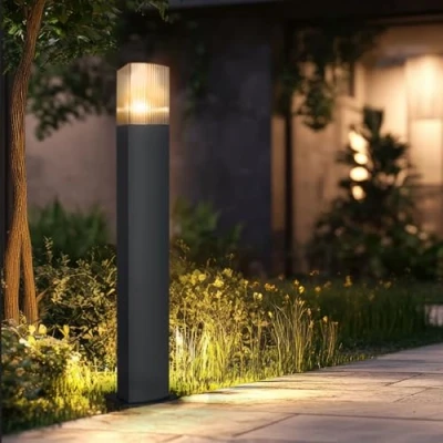 Image de Miratic Lampadaire Exterieur sur Pied Potelet Extérieur E27 Lampe IP54 Luminaire Noir Max. 15W (avec détecteur de mouvement)