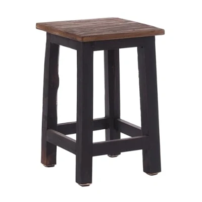 Image de DESIGN DELIGHTS Tabouret en Bois rustique Madero 48 x 30 cm (H l P) recyclé Couleur : 04 noir naturel