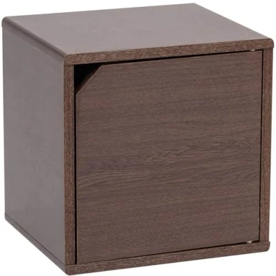 Image de Étagère de rangement modulable IRIS OHYAMA QR 34D marron avec porte L29 x P34.4 H34.4 cm