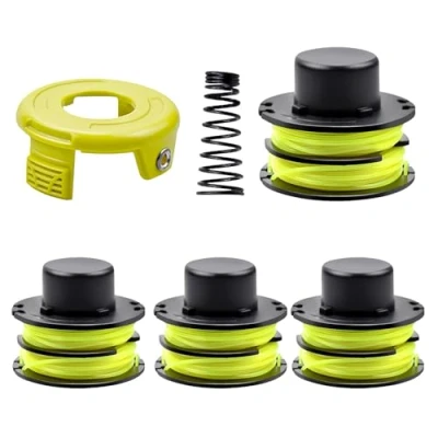 Image de CHIHOLEN 4 Bobine Fil Coupe Bordure Compatible avec Ryobi RAC118 RAC119,Convient pour RLT3025F,RLT3025S,RLT3525S,RLT2523,RLT3525,RLT3123,Ø1,2mm 8,4m(4 Bobine+1 Couvercle+1 Ressort)
