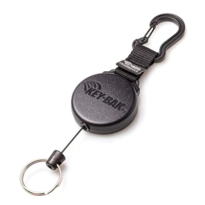 Image de KEY BAK SECURIT Porte clés rétractable SD, cordon de 91,4 cm, rétractation 425,2 g, étui en polycarbonate durable, mousqueton alliage zinc, anneau fendu, noir