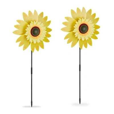 Image de Relaxdays Moulin à de 2, Planter, H x L P : env. 76 29 8 cm, pour Jardin et Balcon, Jaune