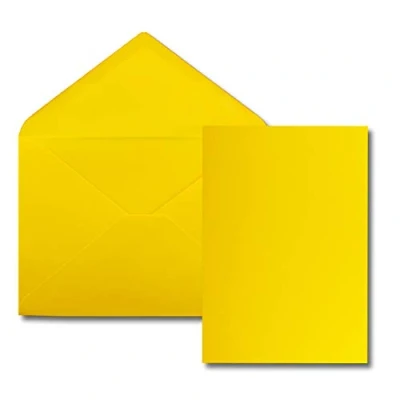 Image de Lot de 25 Cartes Avec Enveloppes simples au format A5 (14,8 x 21 cm) C5 (15,4 22 fermeture par collage humide Jaune