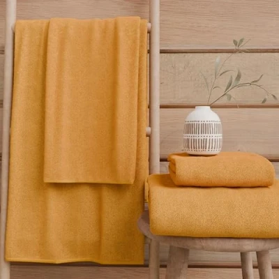 Image de PETTI Artigiani Italiani Serviettes de Bain 100% éponge Coton, Ensemble 2+2, 4 pièces 2 Visage et Mains, Orange