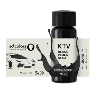 Image de SD COLORS Peinture de retouche noire Perla Nera KTV 15 ML Pour réparer les rayures Code couleur Noir (juste la peinture)