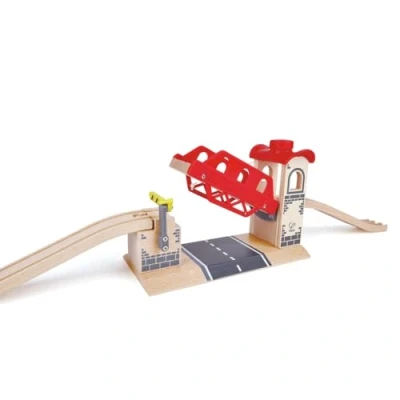 Image de Jouet Hape Pont Levis pour Circuit Train en Bois Jeu Educatif Enfant de plus 3 ans Système Molette Relever le Compatible avec les Jeux Marques Traditionnelles