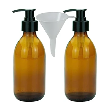Image de mikken Lot de 2 distributeurs Savon 250 ML en Verre sans BPA pour désinfectant Convient à Un Usage Alimentaire avec Entonnoir