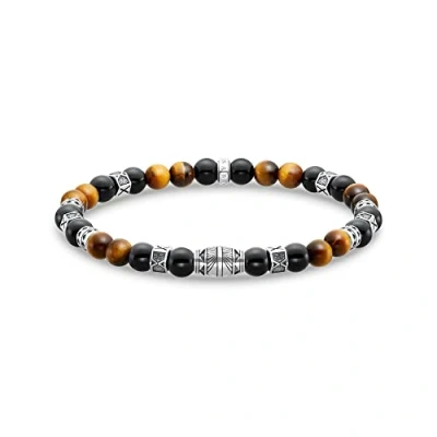 Image de THOMAS SABO Bracelet unisexe avec éléments œil de tigre en Argent sterling 925, noirci A2087 507 7, 17 cm, sterling, Pas gemme