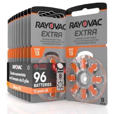 Image de 96 Piles Auditives Rayovac Extra 13. 12x8 pour Appareil Auditif