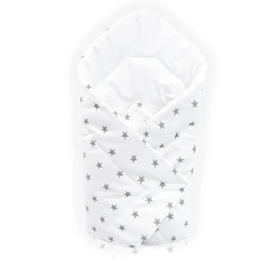 Image de Couverture d&#039;emmaillotage en coton pour bébé de 0 à 3 mois (étoiles grises sur fond blanc)