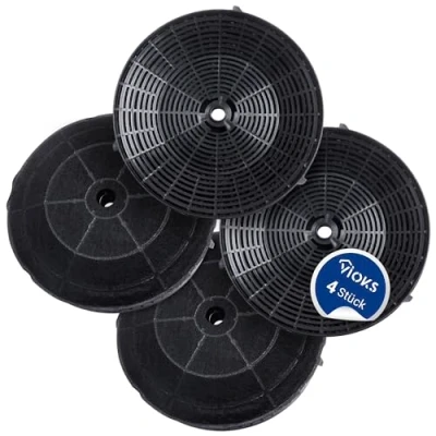 Image de VIOKS Lot de 4 filtres à charbon rechange pour hotte aspirante AEG 4055171138 4055217501 Whirlpool 484000008824 Elica CFC0038668 Filtre actif Electrolux