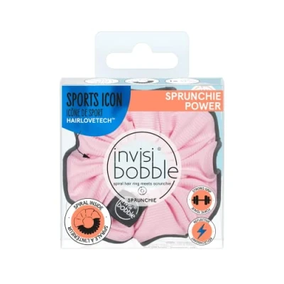 Image de Invisibobble Chouchou cheveux rose et noir Sprunchie Power x1 femme pour sport avec un elastique en spirale à l&#039;interieur Tenue forte