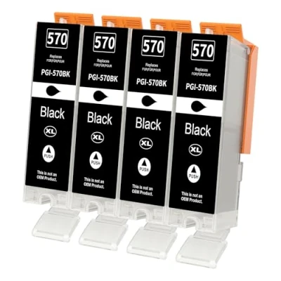 Image de Jhaan 570XL PGBK Cartouches d&#039;encre pour Canon PGI570 PGI 570 571 XL Pixma TS5050 TS5053 MG5750 TS5055 TS5051 TS6050 MG5753 MG6850 MG5751 MG5752 MG6851 MG6852 MG6853 MG5700 (4 PGBK)