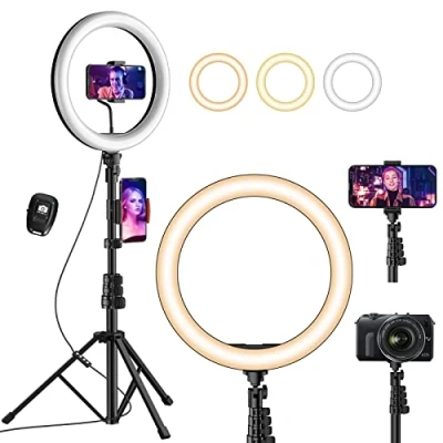 Image de UPhitnis 12&quot; Ring Light,Anneau Lumineux,LED Lumière Anneau,Réglable pour Maquillage/Téléphone/Caméra Vidéo/Camera Vlog/Selfie