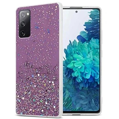 Image de cadorabo Etui Compatible avec Le Samsung Galaxy S20 FE en Violet Paillettes Housse de Protection Silicone TPU Flexible Scintillantes Ultra Slim Back Case