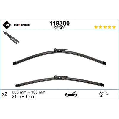 Image de Balai d&#039;essuie glace Swf Visioflex 119300 avant Sans Cadre NISSAN: Qashqai / Qashqai+2 I, HYUNDAI: i20 III, Bayon