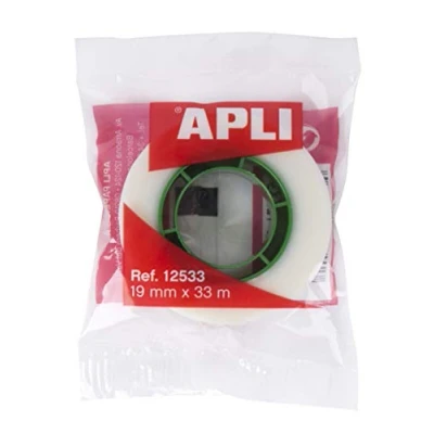 Image de APLI 12533 Ruban Adhésif invisible en sachet 19 mm x 33 m acrylique à base d&#039;eau.