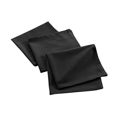 Image de douceur d&#039;intérieur, 3 Serviettes de Table (40 x 40 Cm) Mistral Noir, Coton Recyclé
