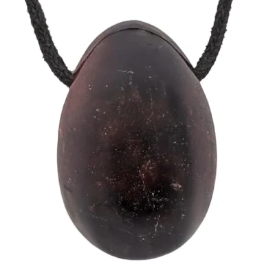 Image de Lebensquelle Plus Pendentif Goutte avec Pierre tombale percée Cordon en Cuir, Halbedelstein, Grenat, Grenat